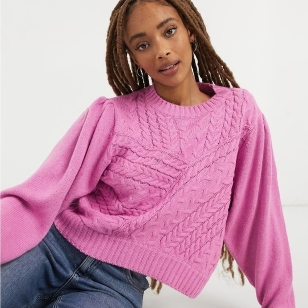 Wednesday"s Girl Pink Crew Neck Pink Sweater size large